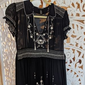 Lucky brand embroidered detail dress